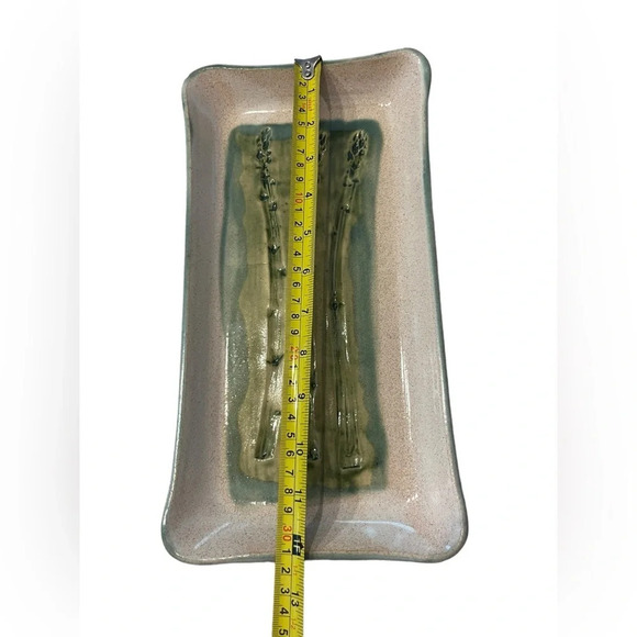 Ceramic Pottery Asparagus Dish Platter by Hugh Wayne, SC Potter. - Picture 5 of 6